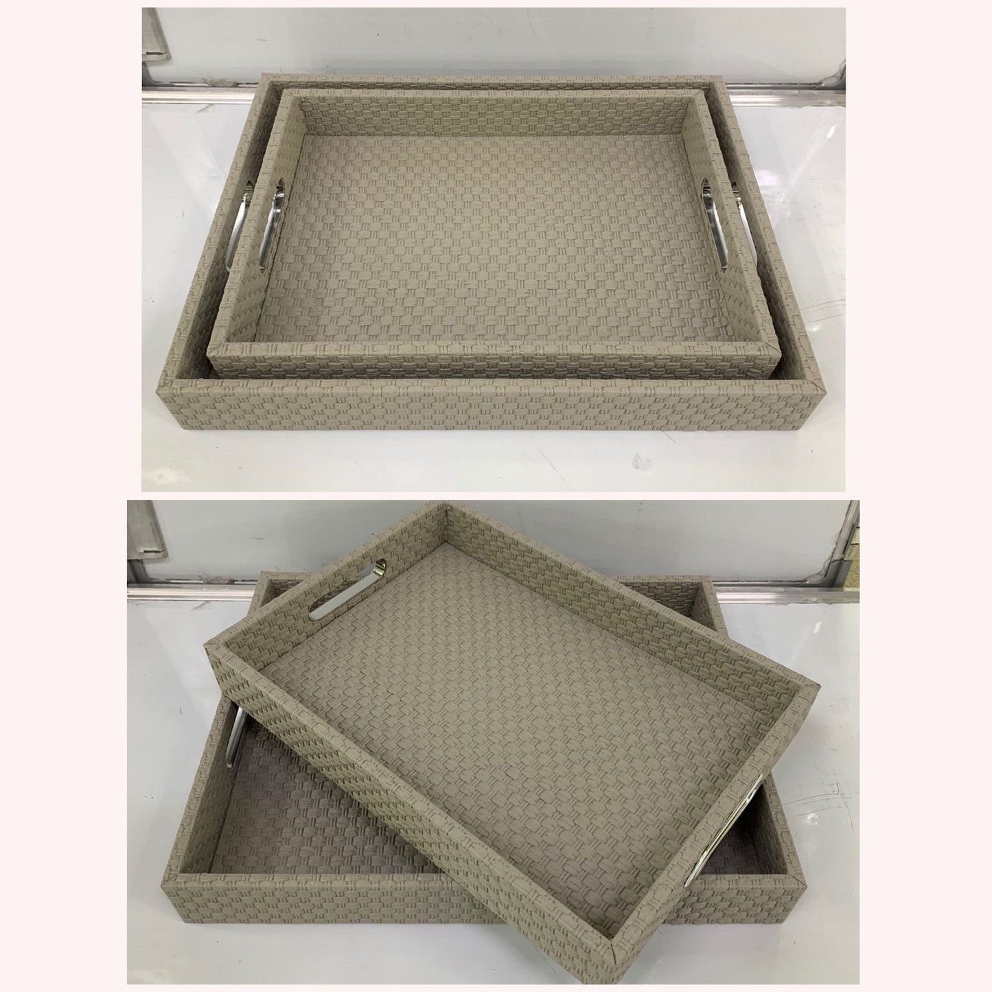2pc Leather Tray Set