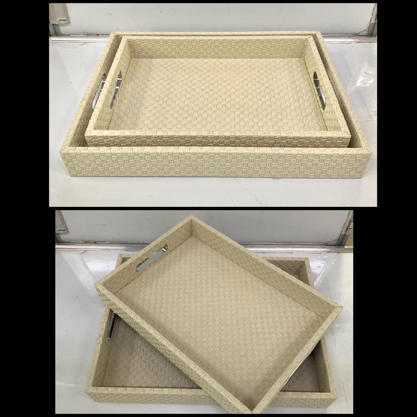 2pc Leather Tray Set
